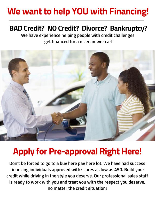 We want to help YOU with financing!